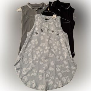 Bundle of 2 BCG Sleeveless Golf shirt, small, black, gray, 1 Doe flowered tank